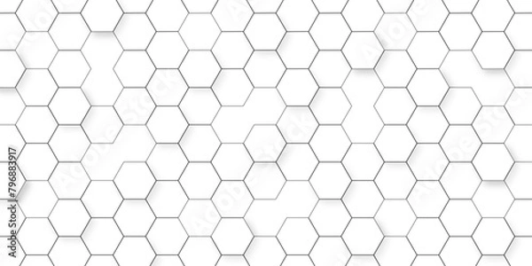 Fototapeta Abstract white background with hexagon and hexagonal background. Luxury white pattern with hexagons. abstract 3d hexagonal background with shadow. 3D futuristic abstract honeycomb mosaic background.