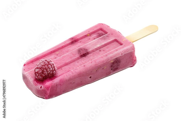 Fototapeta Delicious Raspberry Fruit Frozen Ice Pop Popsicle Isolated on a Transparent Background