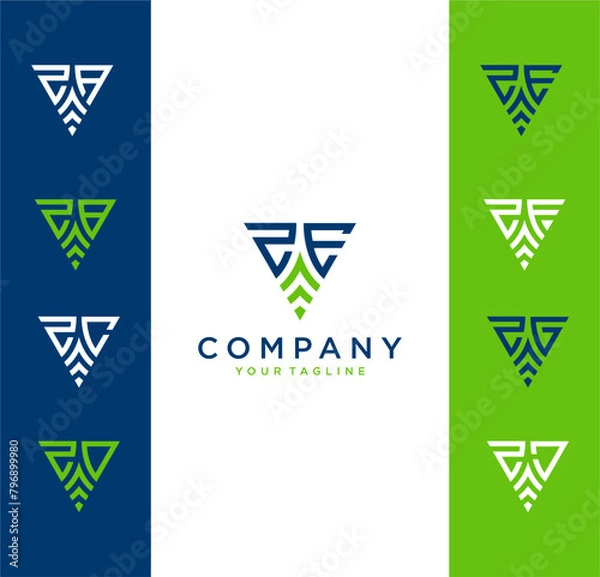 Fototapeta ZE triangle logo ,triangle monogram logo with two initials vector Icon, mature, masculine, sophisticated, geometric powerful logo.