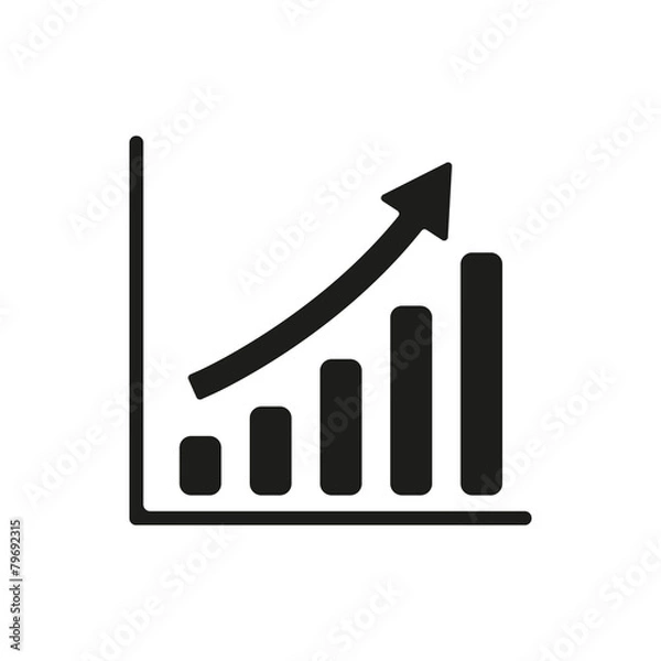 Obraz The growing graph icon. Progress symbol. Flat