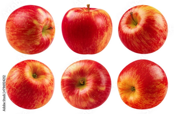 Fototapeta Apples isolated set. Collection of red apple on a transparent background, from different angles.