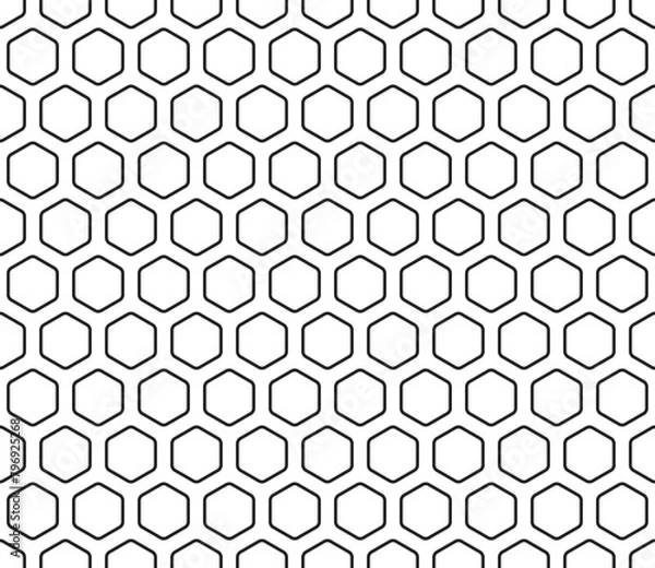 Fototapeta Abstract template background. Bold rounded hexagons mosaic cells with padding. Hexagonal shapes. Seamless tileable vector illustration.