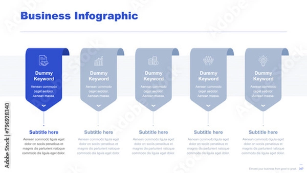 Fototapeta Flat business infographic diagram vector slide presentation template