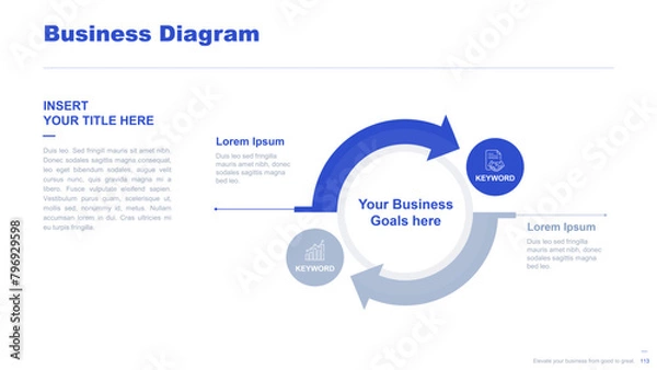 Fototapeta Flat business infographic diagram vector slide presentation template