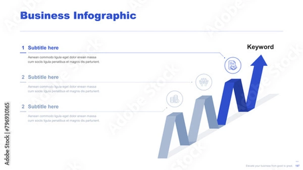Fototapeta Flat business infographic diagram vector slide presentation template