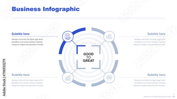 Fototapeta Flat business infographic diagram vector slide presentation template