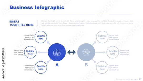 Fototapeta Flat business infographic diagram vector slide presentation template
