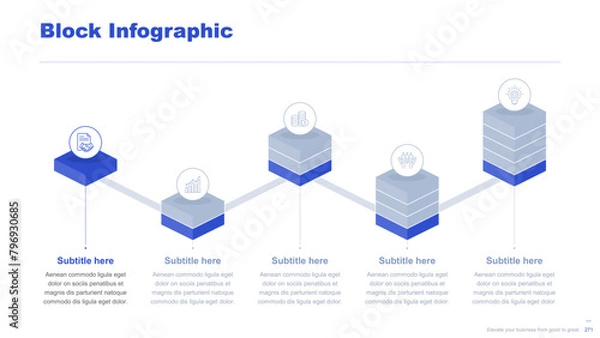 Fototapeta Flat business infographic diagram vector slide presentation template
