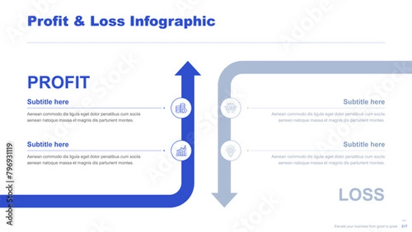 Fototapeta Flat business infographic diagram vector slide presentation template