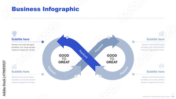 Fototapeta Flat business infographic diagram vector slide presentation template