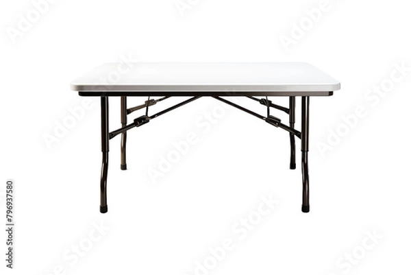 Fototapeta White Plastic Folding Dining Table on transparent background.