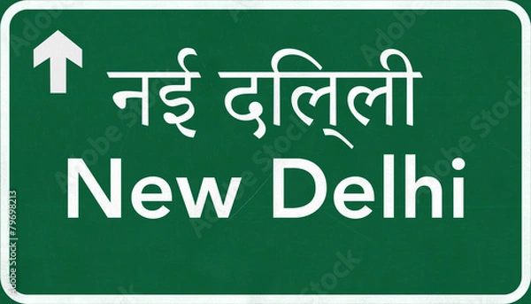 Fototapeta New Delhi India Highway Road Sign