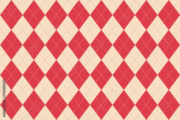 Obraz Seamless coral argyle pattern. Diamond shapes background.