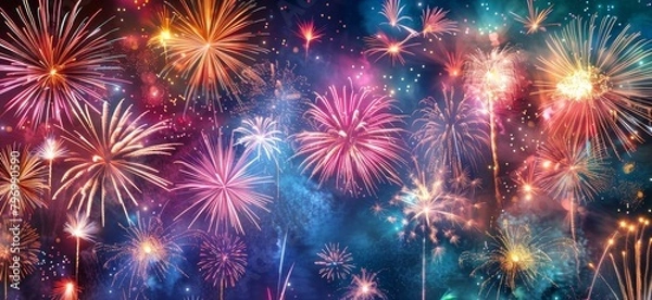 Obraz Spectacular Fireworks Display Lighting Up the Night Sky