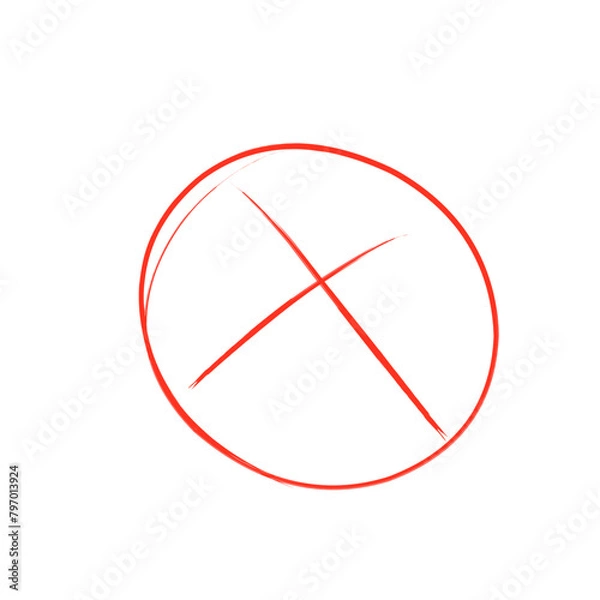 Fototapeta Hand drawn red crosses in circle