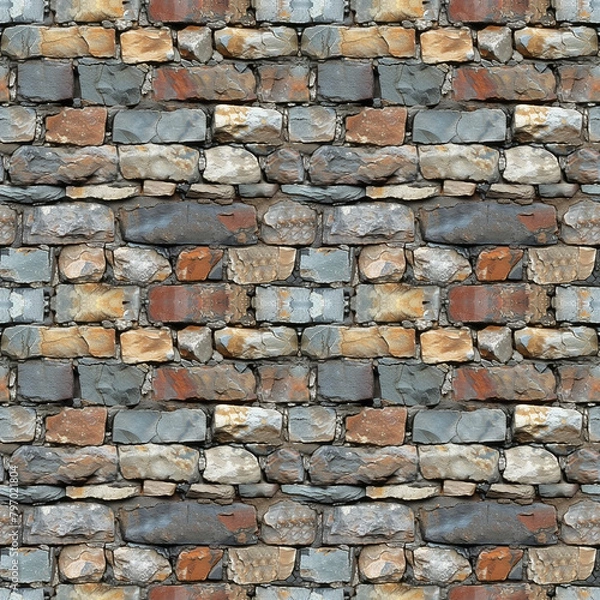 Obraz Seamless texture of gray brick wall brickwork pattern