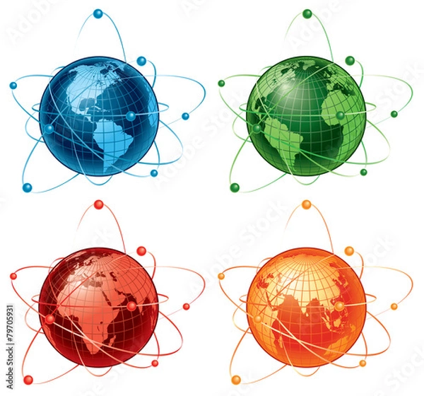 Obraz Globes communication four colors