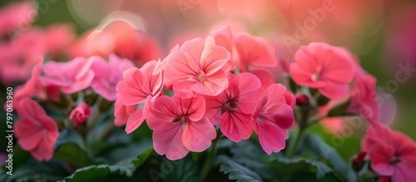 Fototapeta Blooming Pink Flowers in Garden