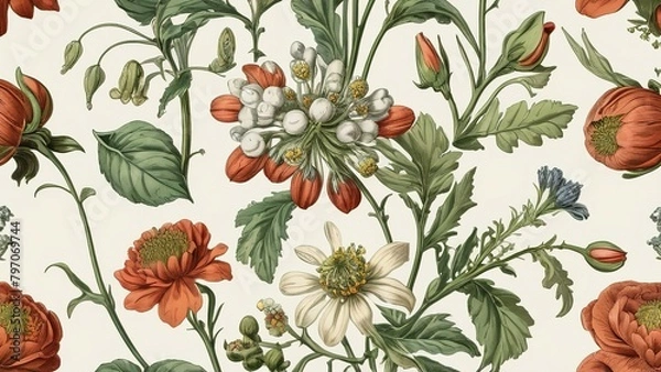 Fototapeta vintage botanical flower bunch