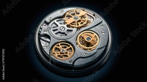 Obraz A captivating close-up of disassembled watch mechanism
