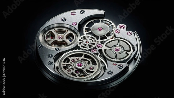 Obraz A captivating close-up of disassembled watch mechanism