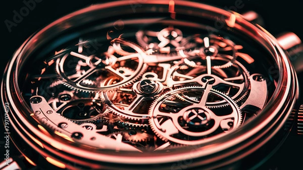Obraz A captivating close-up of disassembled watch mechanism