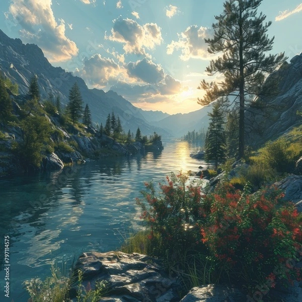 Obraz lake and mountains