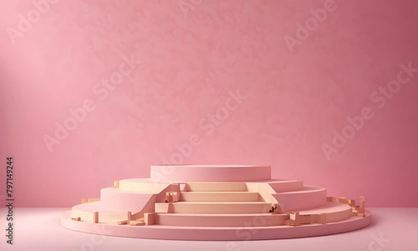 Fototapeta SHOWCASE PODIUM FOR PRODUCT PRESENTATION AT PASTEL COLOR BACKGROUND