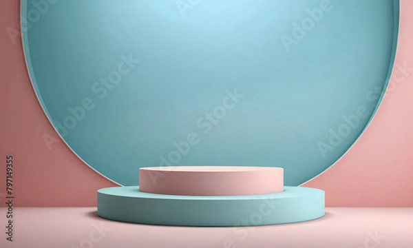 Fototapeta SHOWCASE PODIUM FOR PRODUCT PRESENTATION AT PASTEL COLOR BACKGROUND