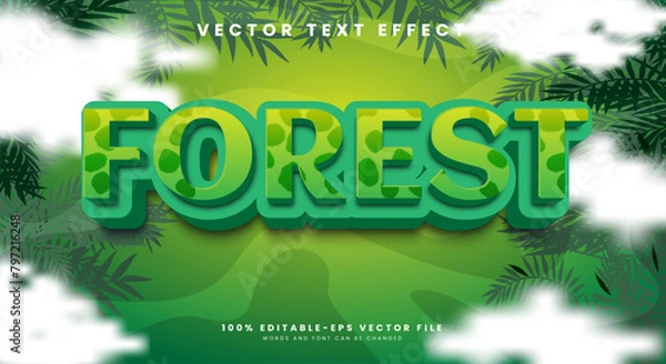 Fototapeta Forest 3D editable text effect Template with natural life theme