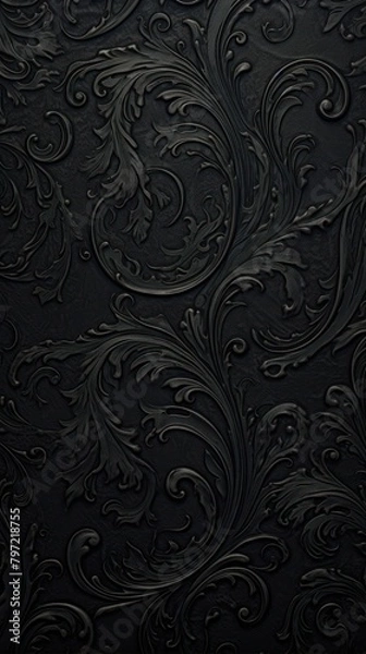 Obraz Black paisley backgrounds pattern monochrome.
