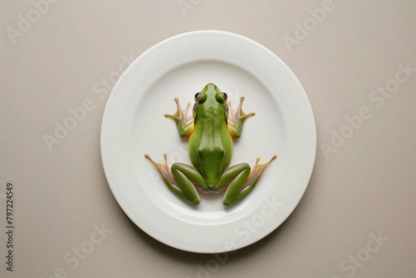 Obraz frog on a plate