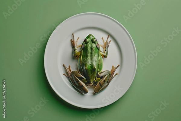 Obraz frog on a plate