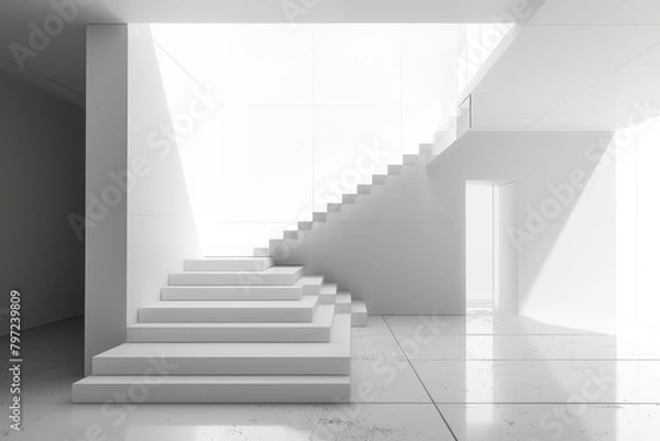 Fototapeta Elegance in Glass: A pristine white building boasting a sleek and transparent glass facade, merging sophistication and contemporary design.