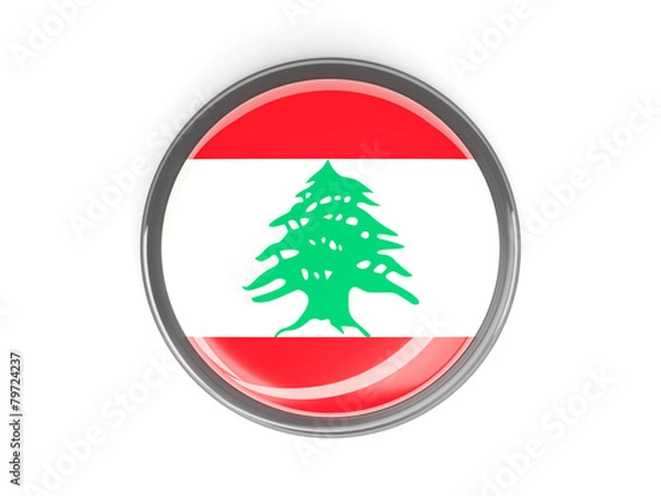 Fototapeta Round button with flag of lebanon
