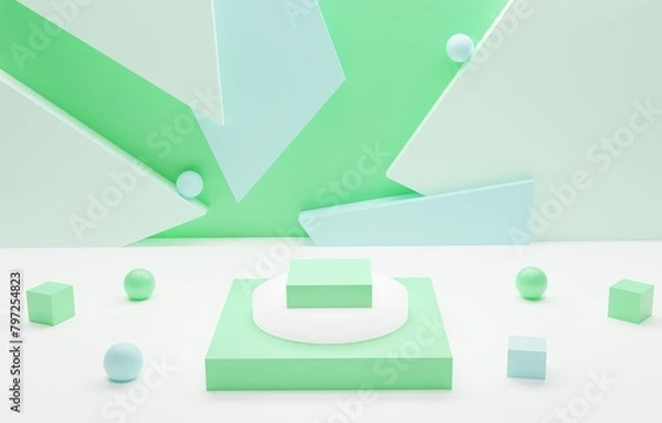 Obraz 3d render abstract minimalist cube podium