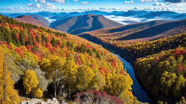 Fototapeta autumn landscape in the mountains