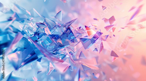 Obraz Abstract Shattered Glass Effect, Holographic Pastel Explosion, Modern Design Background with Copy Space
