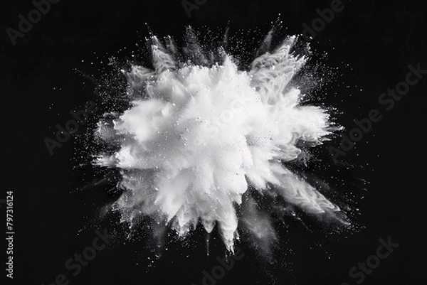 Fototapeta white powder explosion isolated on black background