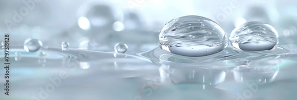 Fototapeta water drops and bubbles,,Collagen Skin Serum and Vitamin , bubbles in water, for beauty skin care cosmetics, spa products,abstract oil bubbles or face serum background. Oil and water bubbles .banner