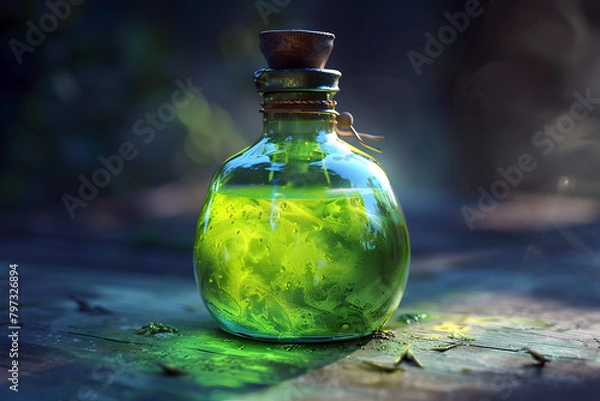 Fototapeta Mesmerizing Elixir of Ageless Enchantment - Isolated Potion Bottle in Ethereal Botanical Dreamscape
