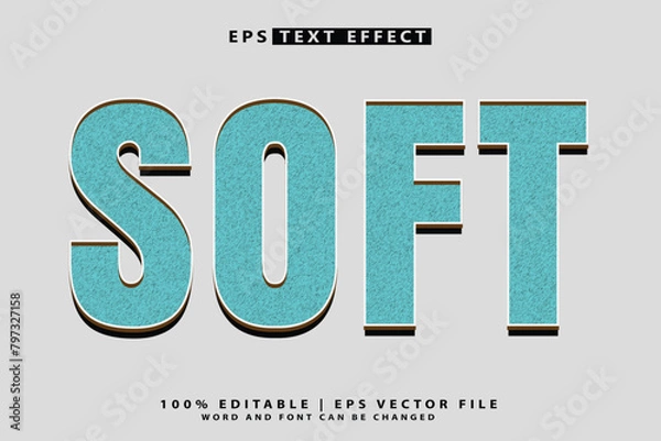 Fototapeta soft 3d editable text effect vector 3d text mockup,