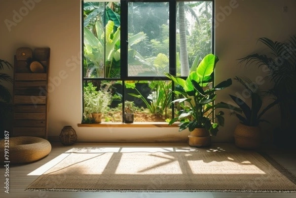 Fototapeta Window see greenhouse windowsill plant room.