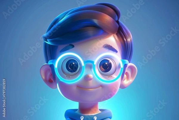 Fototapeta 3d game character cartoon portrait glow effect 