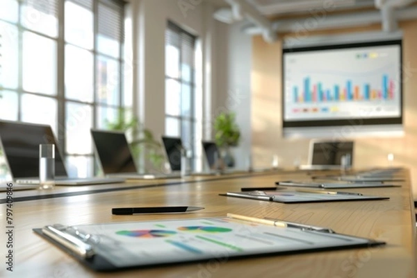 Fototapeta Prepared for a Business Meeting - Office Conference Room