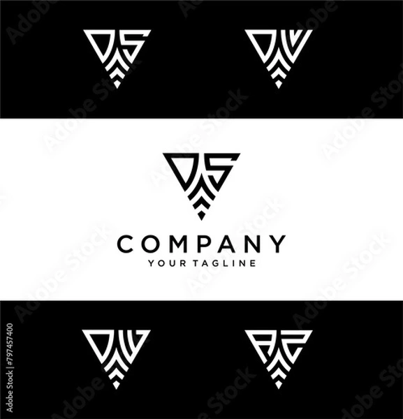 Fototapeta DS triangle logo ,triangle monogram logo with two initials vector Icon, mature, masculine, sophisticated, geometric powerful logo.