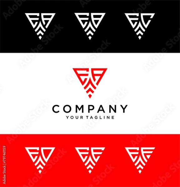 Fototapeta EA triangle logo ,triangle monogram logo with two initials vector Icon, mature, masculine, sophisticated, geometric powerful logo.
