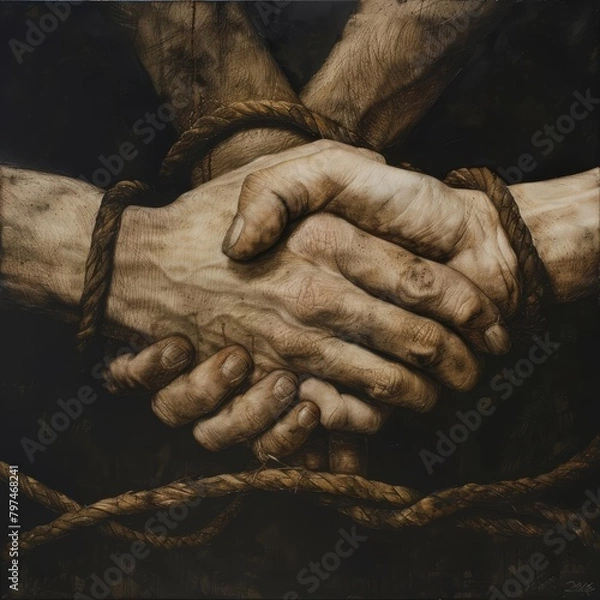 Fototapeta Trust is drawn with invisible lines, strong yet unseen, holding connections together with unspoken strength in a secure draw concept