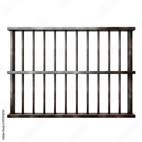 Fototapeta Metal prison bars with horizontal layout, png isolated on transparent
