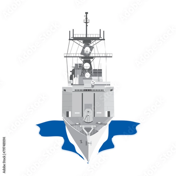 Fototapeta a pixel art illustration of a military ship floating on top of a body of water